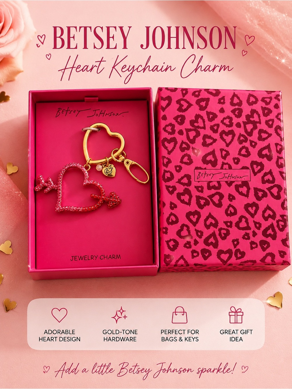 Betsey Johnson Heart Keychain/BagCharm